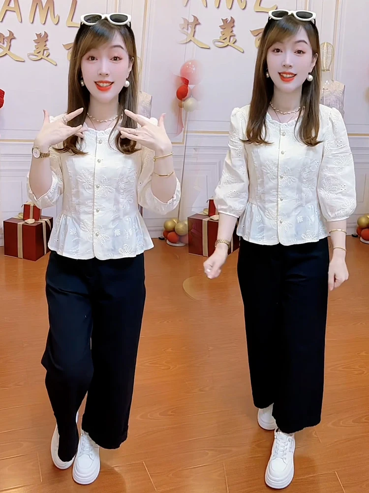 Faionable Seven-Vierter Sve irt Dames Sle Small Fraance Sle Afslankende Veelzijdige Top Koreaanse versie Loose Fit