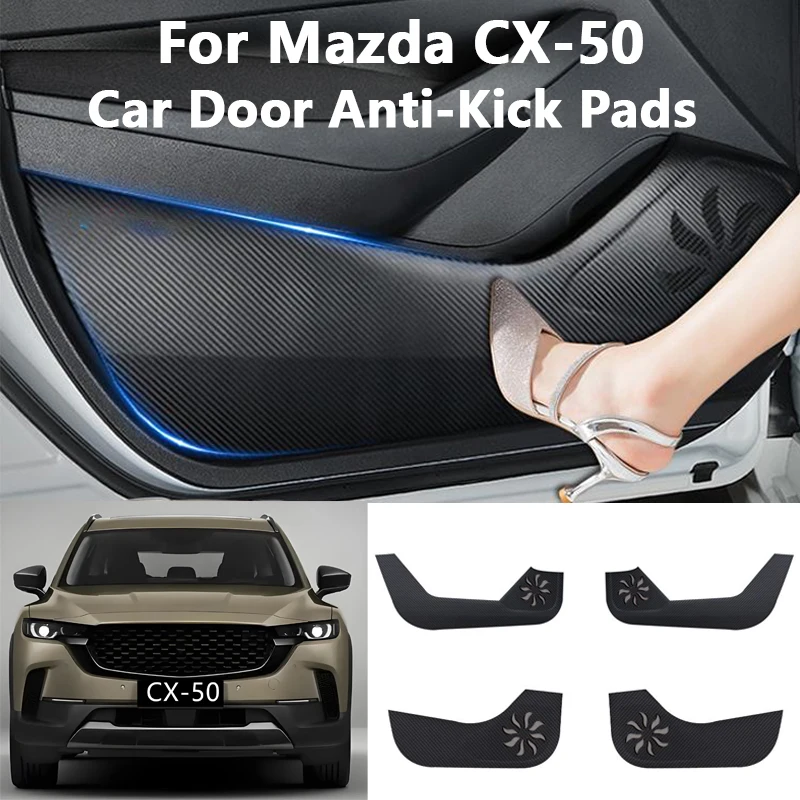 Car Door Anti-Kick Pad For Mazda CX-50 CX50 2022-2025 Leather Sticker Trim Kit Side Door Protector Pad Car Interior Decoration