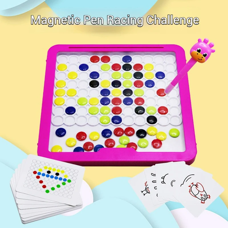 2-in-1 Kids Magnetic Doodle Board DIY Drawing Board with Pen& Beads Drawing Toys Montessori Educational Toys Kids Xmas Gifts