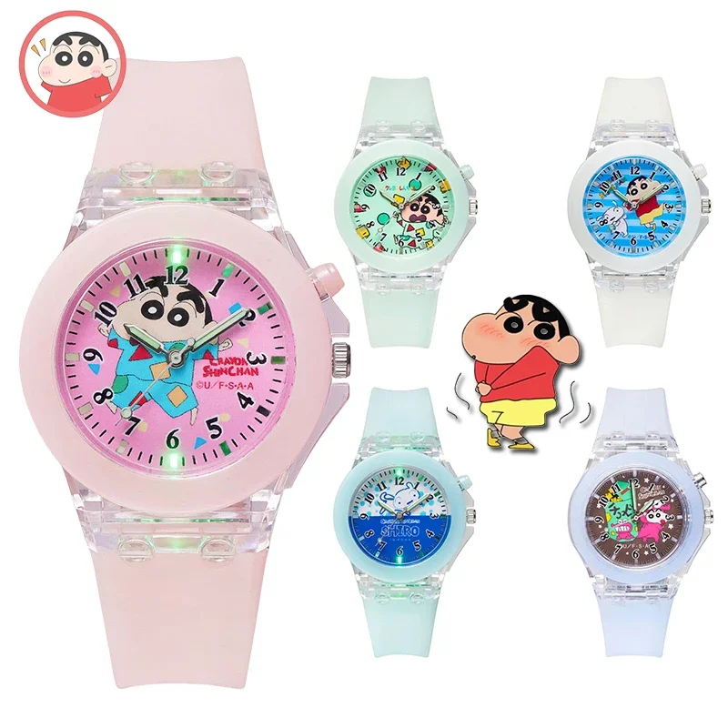 クレヨンすねちゃんの子供用時計、落下防止、カラフルなフラッシュ、クリエイティブな漫画、プライマリとセカンダリスクール、誕生日プレゼント