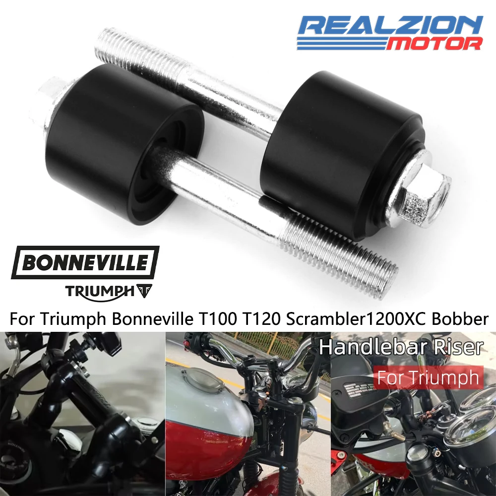 REALZION Motorcycle Handlebar Riser Bar Mount Spacer For Triumph Bonneville T100 T120 Bobber Scrambler 1200XC Street Twin Bobber