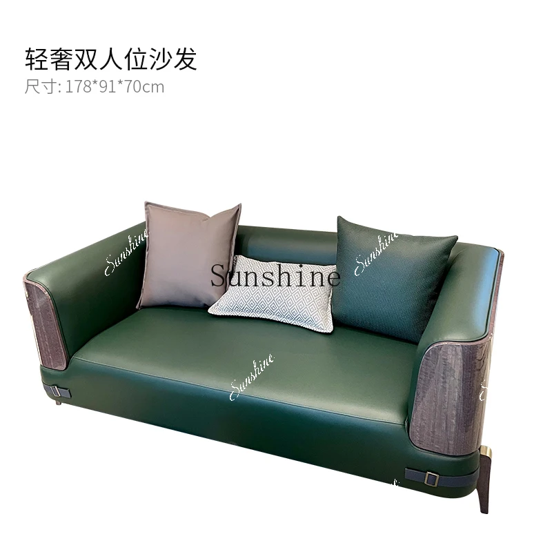 

Light luxury modern Italian sofa villa high-end luxury living room simple solid wood leather furniture FT