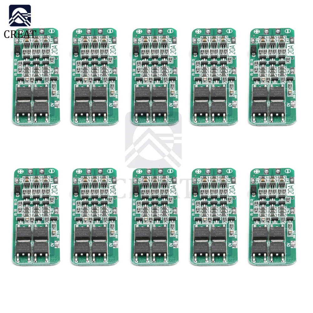 10PCS 3S 3 Serial 20A Li-ion Lithium Battery 18650 Charger Protection Board PCB BMS 12.6V Cell Charging Protecting Module