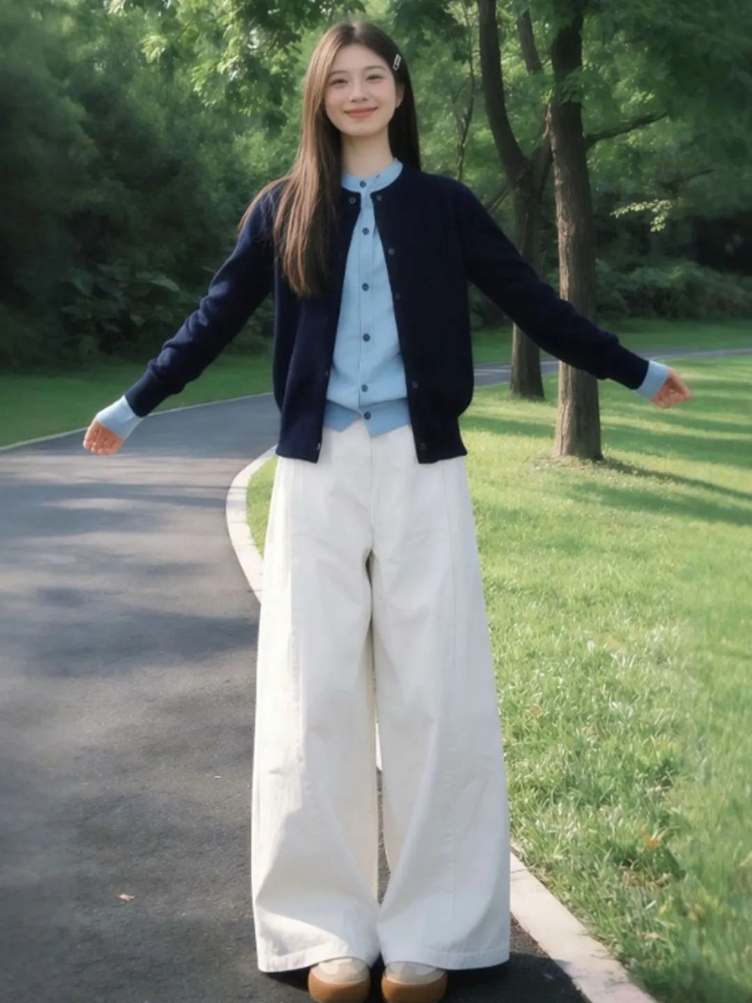 

Korean Style Fake Two-Piece Knitted Sweater Casual Pants Set Comfortable High Waist Cotton Spring Fashion Ensemble for Women