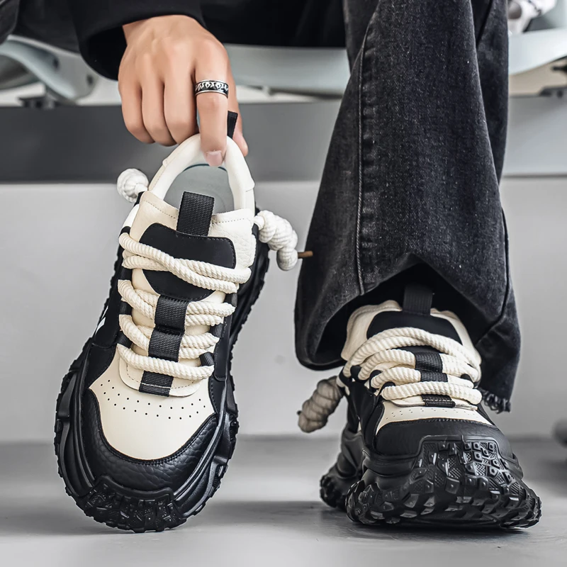 

Trendy Men's Shoes Increased Height Casual Running Dad Shoes Black High-End Sensation Autumn Winter Sport Shoes for Students