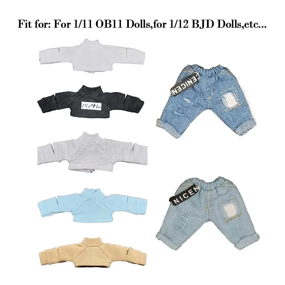 Quality Cool Clothes Accessories for 1/12BJD Dolls Doll Casual T-shirt Doll Tops Blouse Cool Tops Fashion Jeans Pants