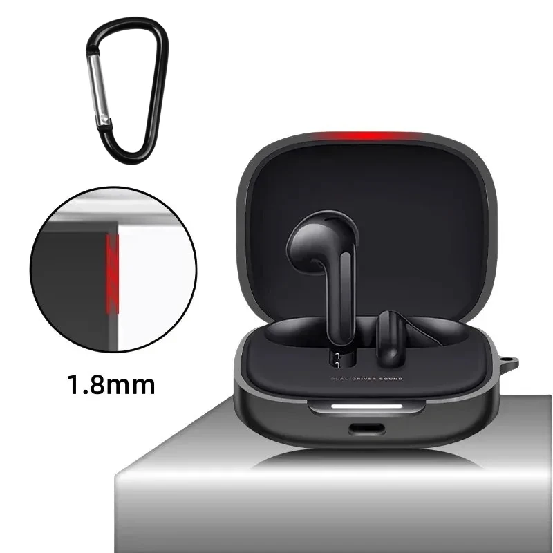 

For Redmi Buds 7S Earphones， Shockproof Anti-Drop Silicone Shell Stylish Full Protection Cover With Practical Hook