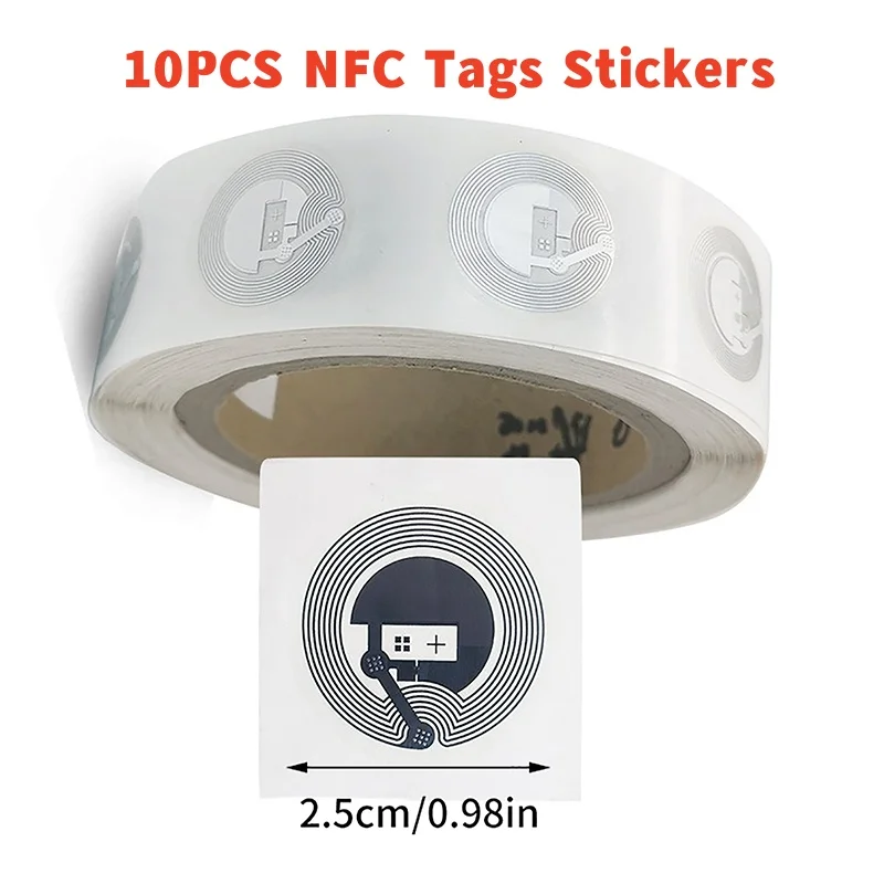 

10pcs 25mm Clear NFC Tag NTAG 213 Stickers Protocol ISO14443A13.56MHz NTAG 213 Universal Label RFID Tags All NFC Phones