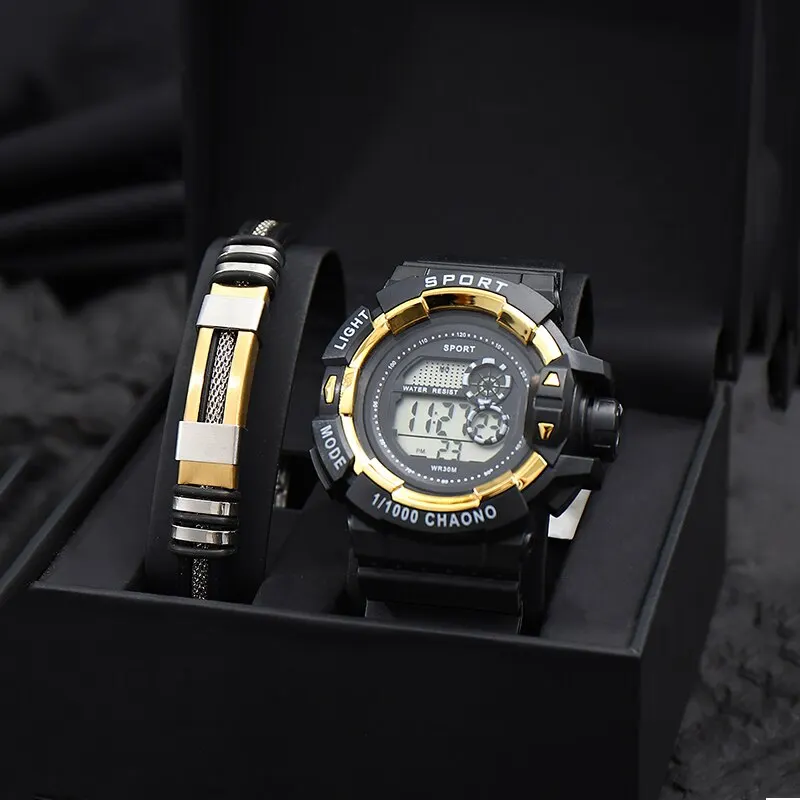 Men Luxury Electronic Watches Luminous Fashion Sport Titanium Steel Bracelet Watches For Man Calendar Date Clock