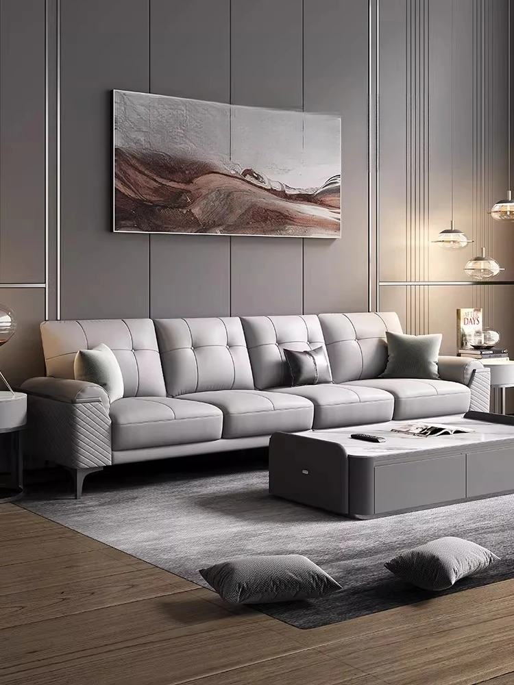 Leather sofa combination post-modern simple living room luxury high-end