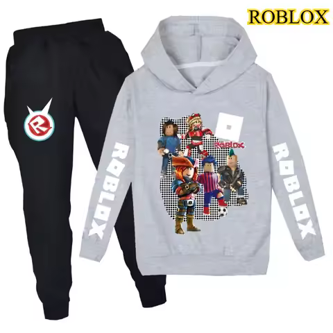 Game Roblox Casual Clothes Pants Set Cartoon Print Children Fashion Hoodie Pants Boy Girl Birthday Gifts