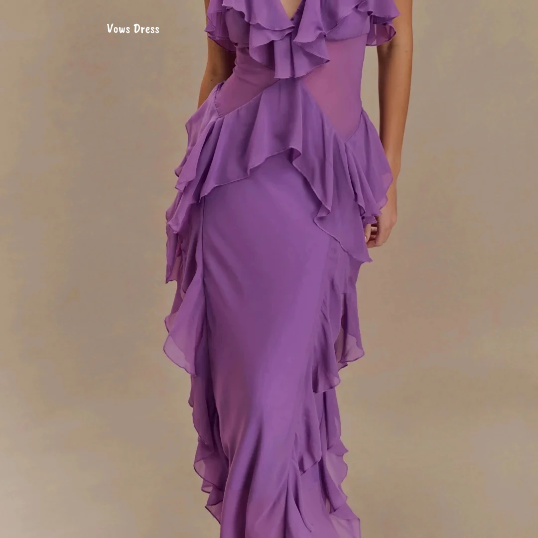 Vowsชีฟองชุดราตรีผู้หญิงElegant Party Dressesผู้หญิงชุดราตรีหรูหรา 2025 Custom Made Line A Frizzชุดราตรี