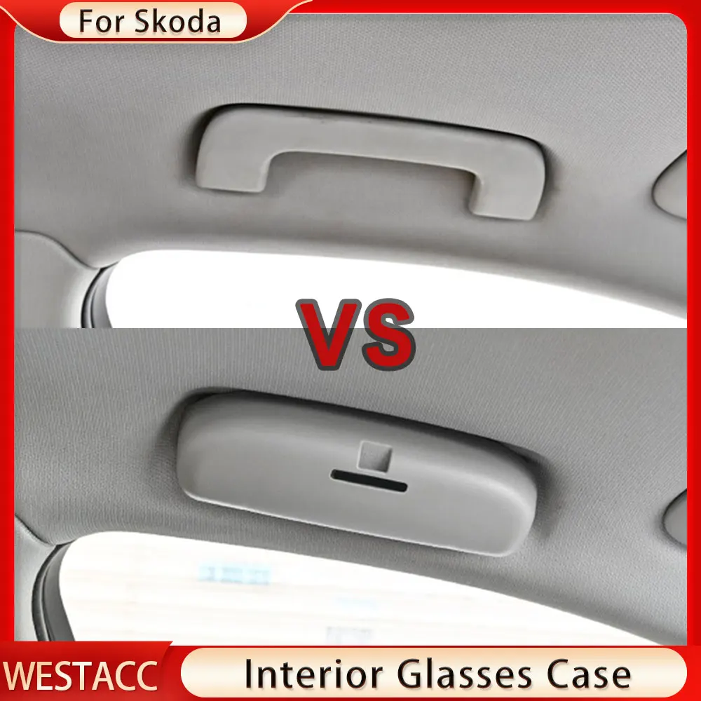 Car Glasses Case Sunglasses Holder Case for Skoda Karoq Kodiaq 2017 2018 2019 2020 2021 Eyeglasses Storage Box Accessories