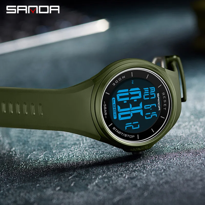 Sanda-Relógio de Pulso Masculino Silicone Strap, Modo de Alarme LED Eletrônico, Movimento Digital, Esportes ao Ar Livre, Nova Chegada, Moda, 2131