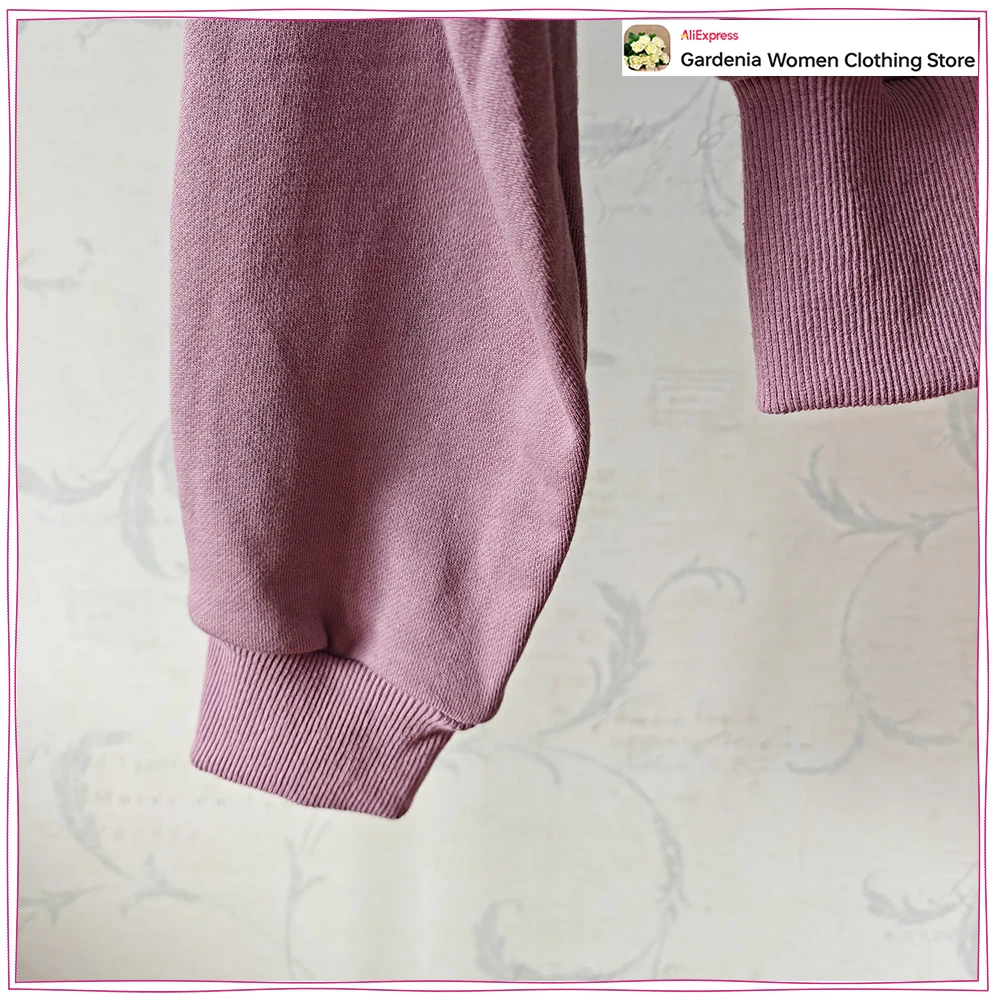 Spring & Autumn Matching Sets for Women Relaxtion Cotton Hoodies Set Cropped Zipper Hoodie + Tonal Straight Leg Drawstring Pants view 4