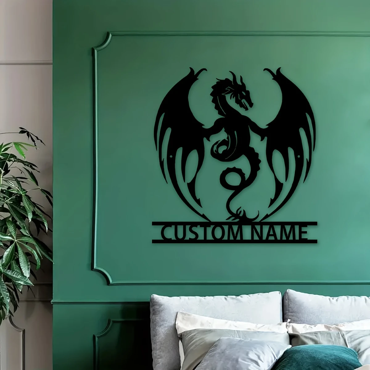 Customizable Metal Flame Dragon Wall Art Personalized Farmhouse Style Decor Custom Name Gift for Porch Courtyard view 5
