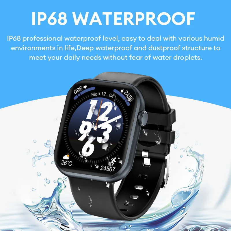 KHwatch FoomLite Man 1.83 "ساعات رجالي IP67 ساعات رياضية مقاومة للماء BT5.0 دعوة ضغط الدم والأكسجين في الدم لصبي رجل في سن المراهقة