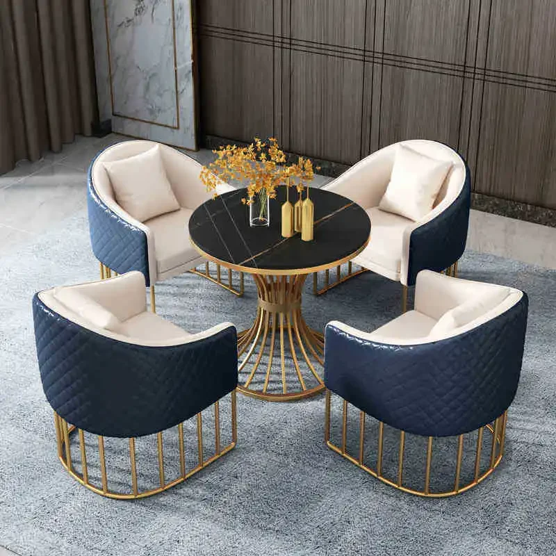 New design cafe table and chairs for restaurant modern hotel furniture marble top coffee tables set