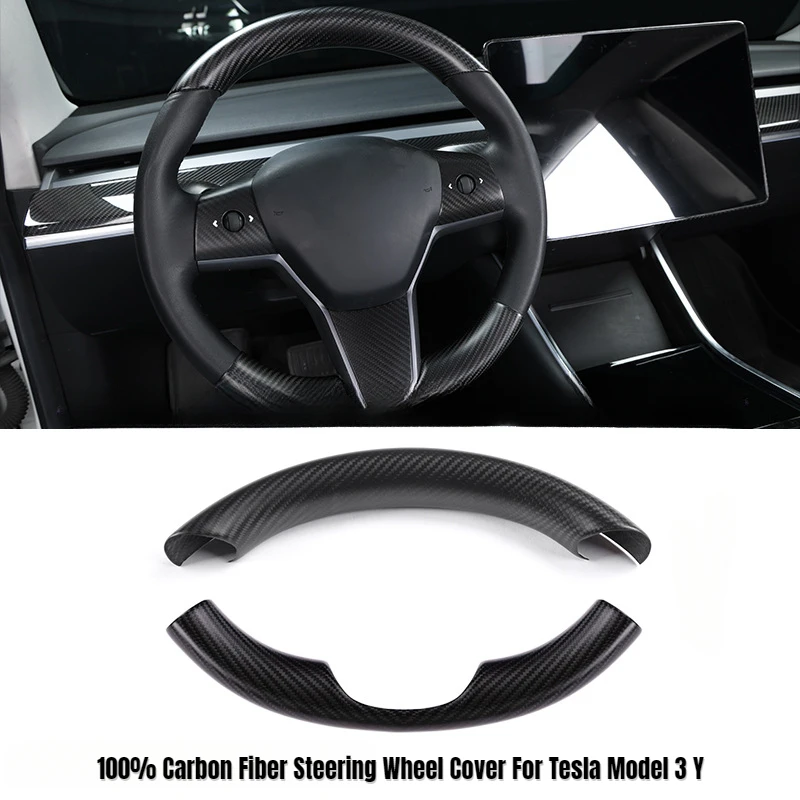 

100% Real Carbon Fiber Steering Wheel Cover For Tesla Model 3 Y Dry Carbon Fiber 3K 240G Steering Wheel Shell Covers Accessories