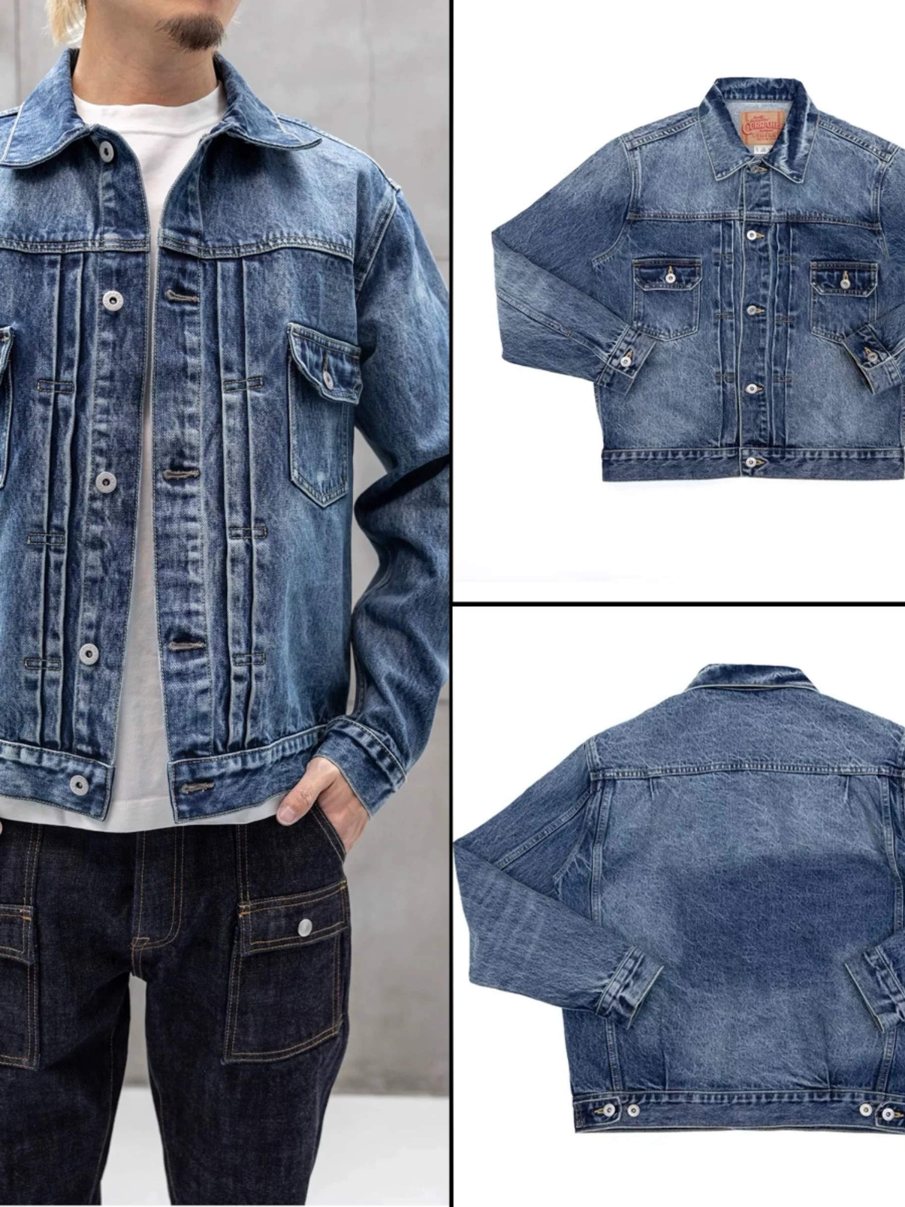 

Винтажная джинсовая куртка в японском стиле, повседневная верхняя одежда Kenijilenfit, свободный крой, хлопок, длинный рукав, для молодежи