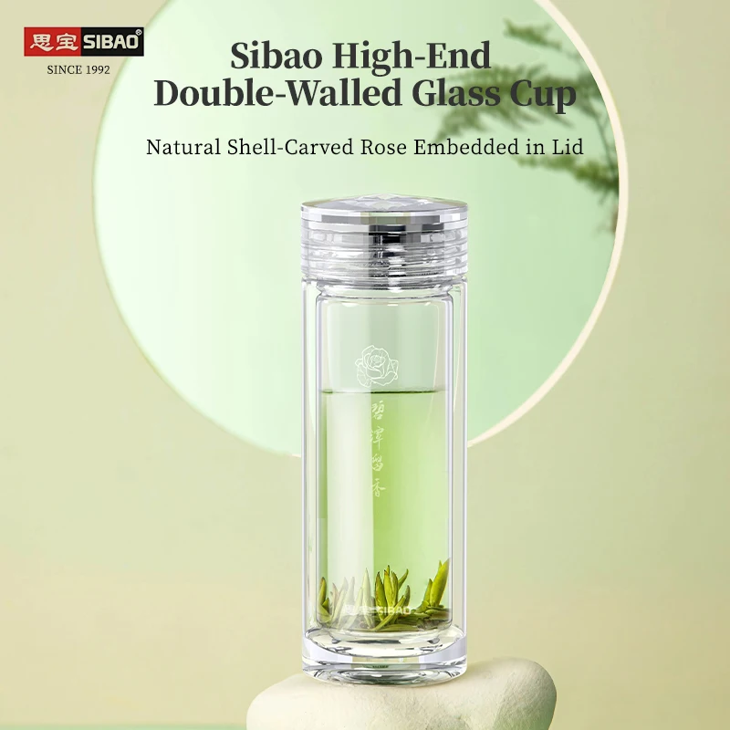 

Sibao 280ml Premium Double Wall Borosilicate Glass Tumbler with Filter Heat Resistant Glass Tea Water Cup for Home Office Gift