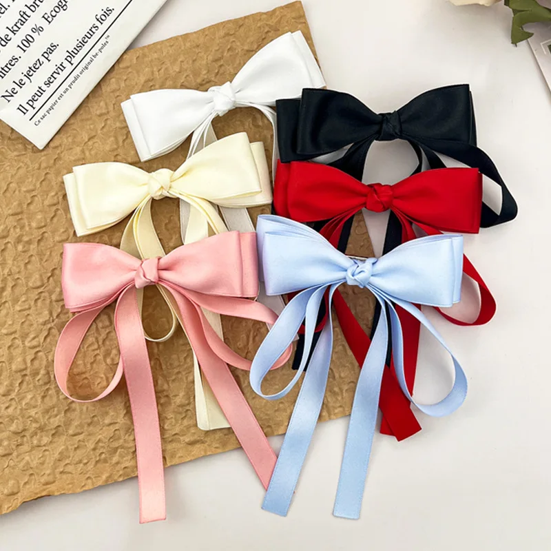 Mori girl super fairy bow streamer hairpin sweet cute fashion everything back hair card everything hair accessories