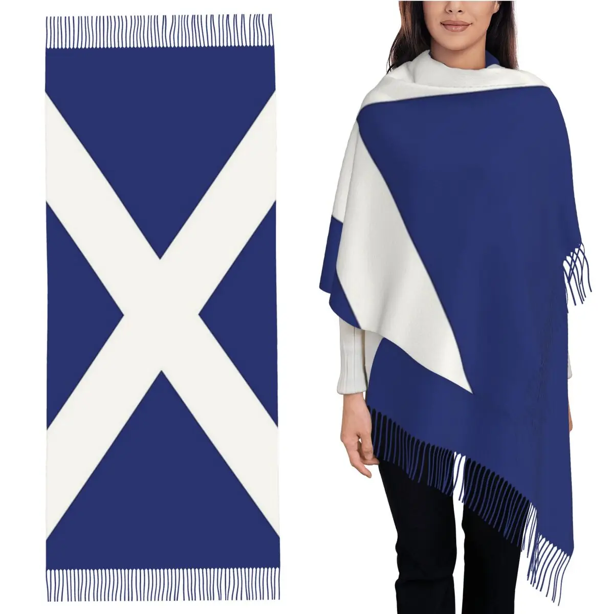 

Шарф с флагом Шотландии, шарфы с кисточками для женщин, мягкие теплые шали и накидки, длинная осенне-зимняя шаль