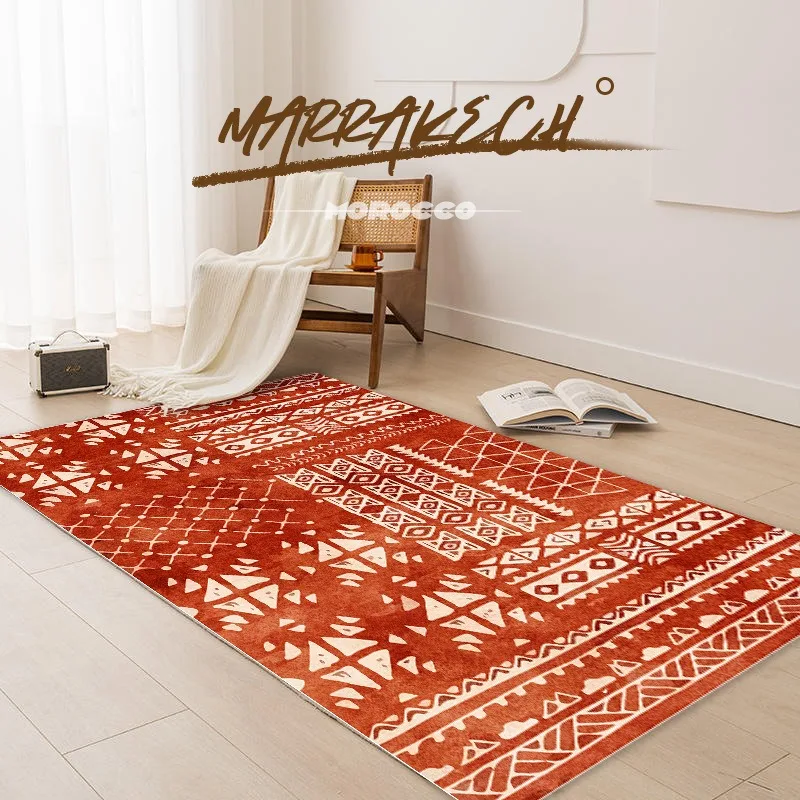 

Retro Moroccan Living Room Carpet Full Coverage of Hotel and Homestay Atmosphere Rug Tea Table Sofa Bedroom Floor Mat Household