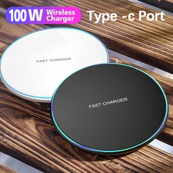 100W Fast Wireless Charger Pad for iPhone 15 14 13 12 11 Pro Max Samsung Galaxy S24 S23 S22 S20 Xiaomi Wireless Charging Station