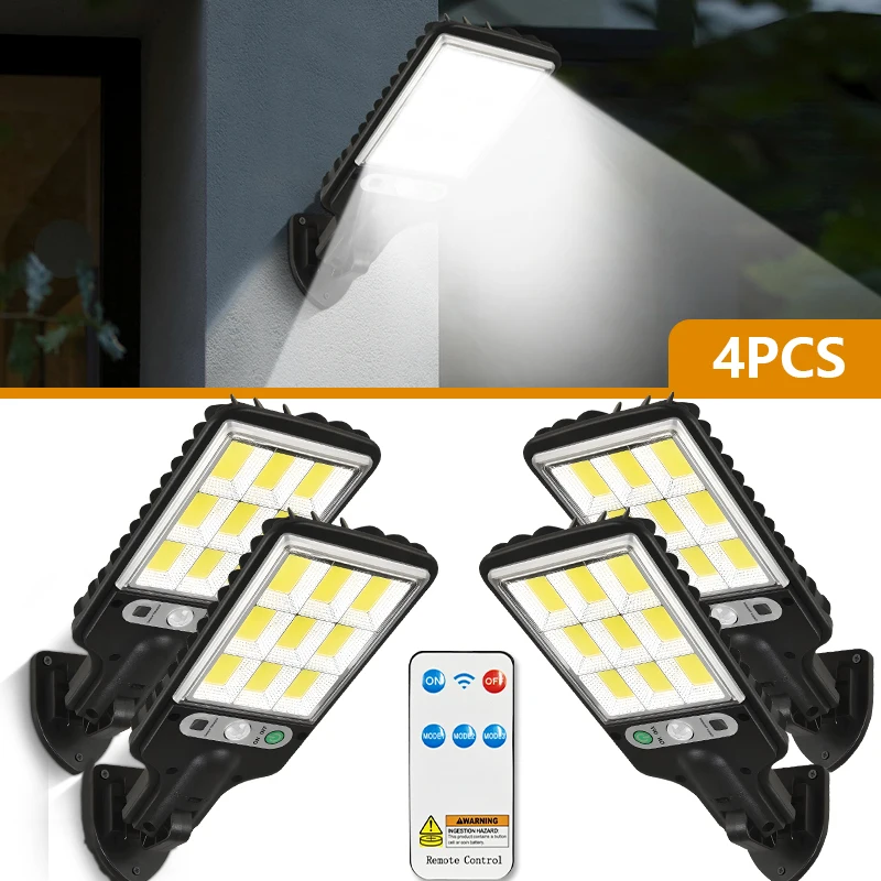 

1-4PCS 108COB Solar Outdoor Lights Waterproof Motion Sensor Wall Lamp Garden Decor Sunlight Charging Camping Lights Street Lamps