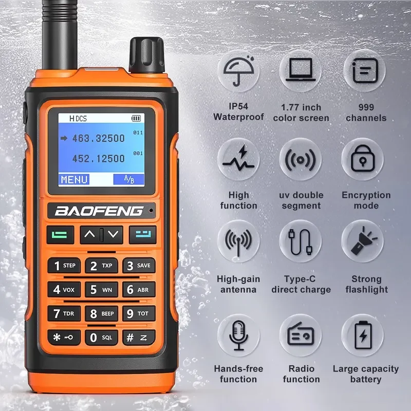 Baofeng UV-17Pro Gps Air Band Walkie Talkie Zes Banden Ontvangen Tri-Bands Zenden Waterdichte Noaa Fm Freq Draadloze Kopieerradio