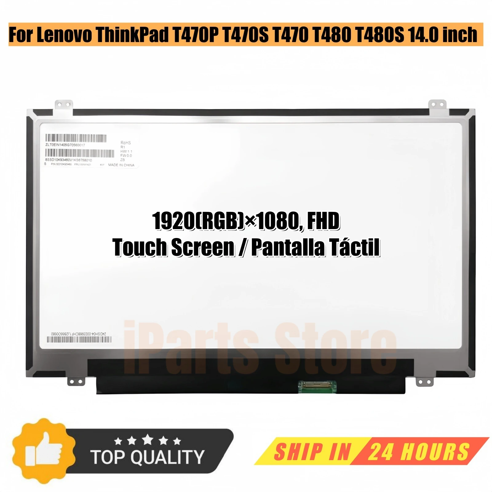 iParts Replacement Display for Lenovo ThinkPad T470P T470S T470 T480 T480S 00NY420 01EN223 FHD LCD LED Touch Screen Panel