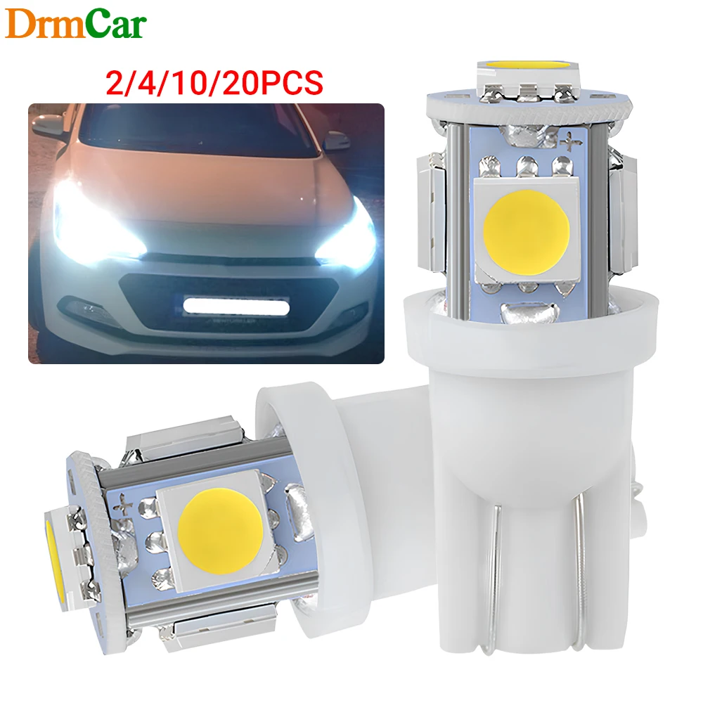 

2/4/10/20Pcs T10 W5W 168 194 5050 5SMD Car Led Interior Dome Reading Lamp Auto Licenses Plate LED Bulb Marker Instrument Light