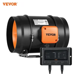 VEVOR Inline Duct Fan with Temperature Humidity Controller EC-motor Diagonal flow Duct Ventilation Exhaust Fan Suit for Bathroom