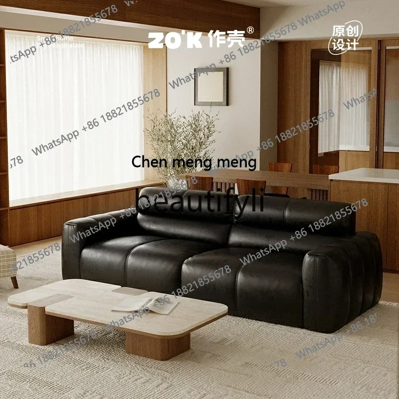 S7486teae Tofu block sofa Italian modern classic living room minimalist retro straight row medieval
