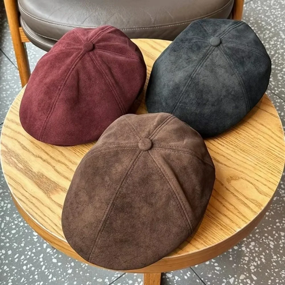 Casual Retro Forward Hat Imitation Suede Adjustable British Hat Classic Timeless Ivy Cap Unisex
