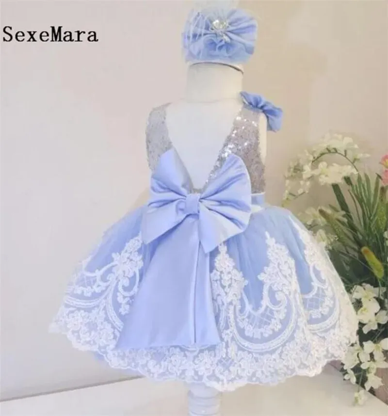 

New Cute Baby Girls First Birthday Dress Girls Christmas Dress Birthday Party Gown with Bow First Communion