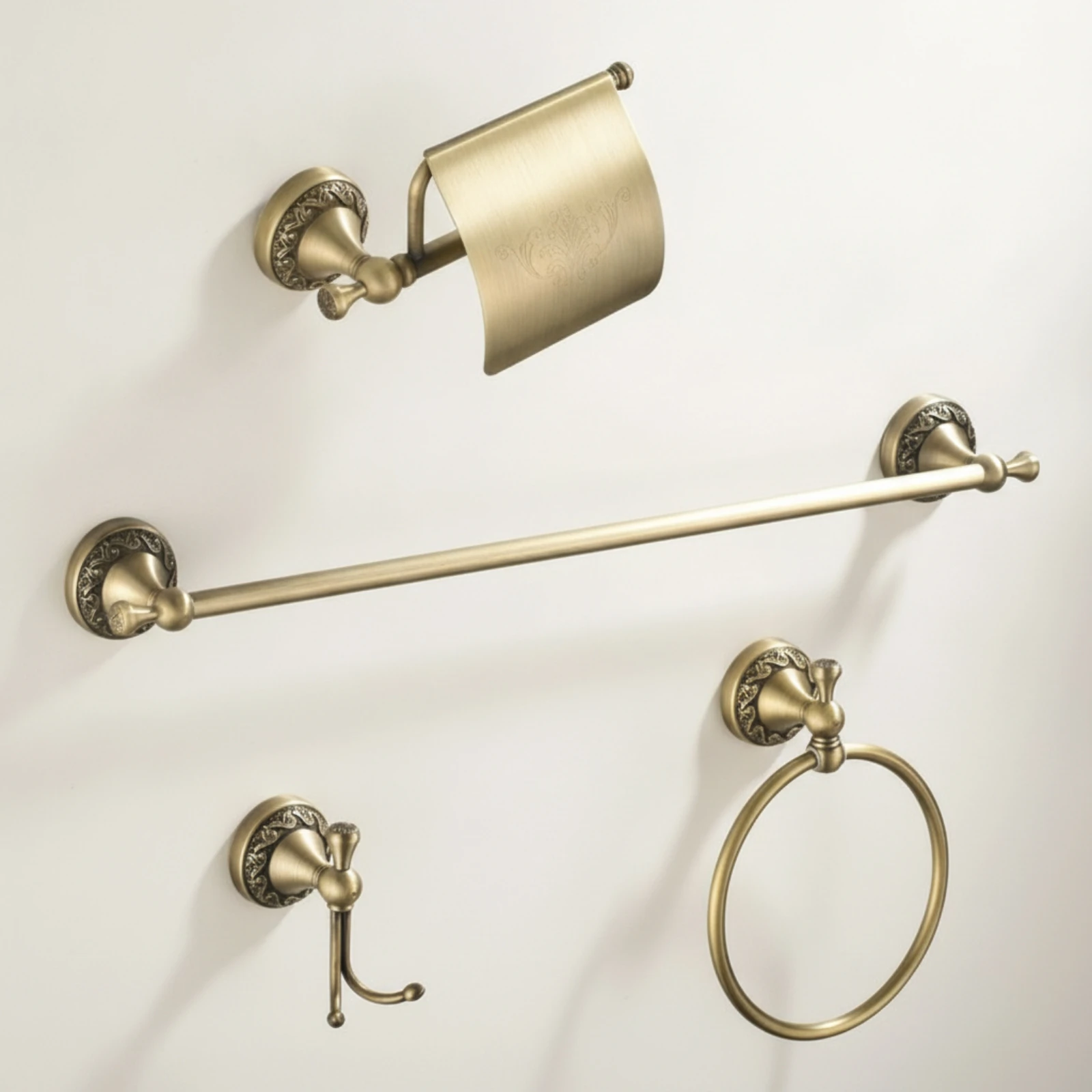 

4 Pieces Bathroom Hardware Set Antique Bronze Towel Bar Set with Bathroom Tissue Dispenser Holder Bathroom Tissue Dispenser