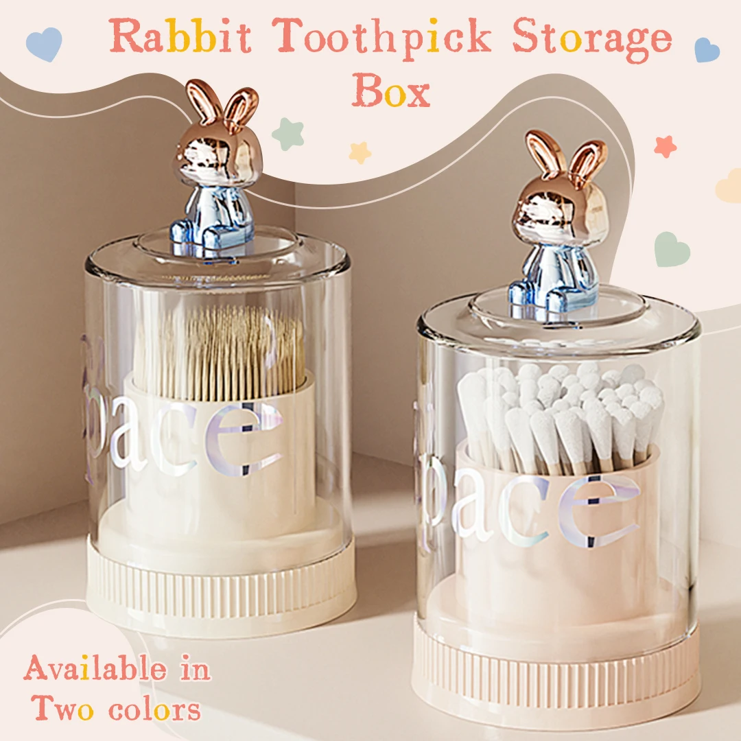 1pc Toothpick Storage Box Cotton Swab Storage Box Dental Floss Storage Box Desktop Creative Rabbit Toothpick Holder