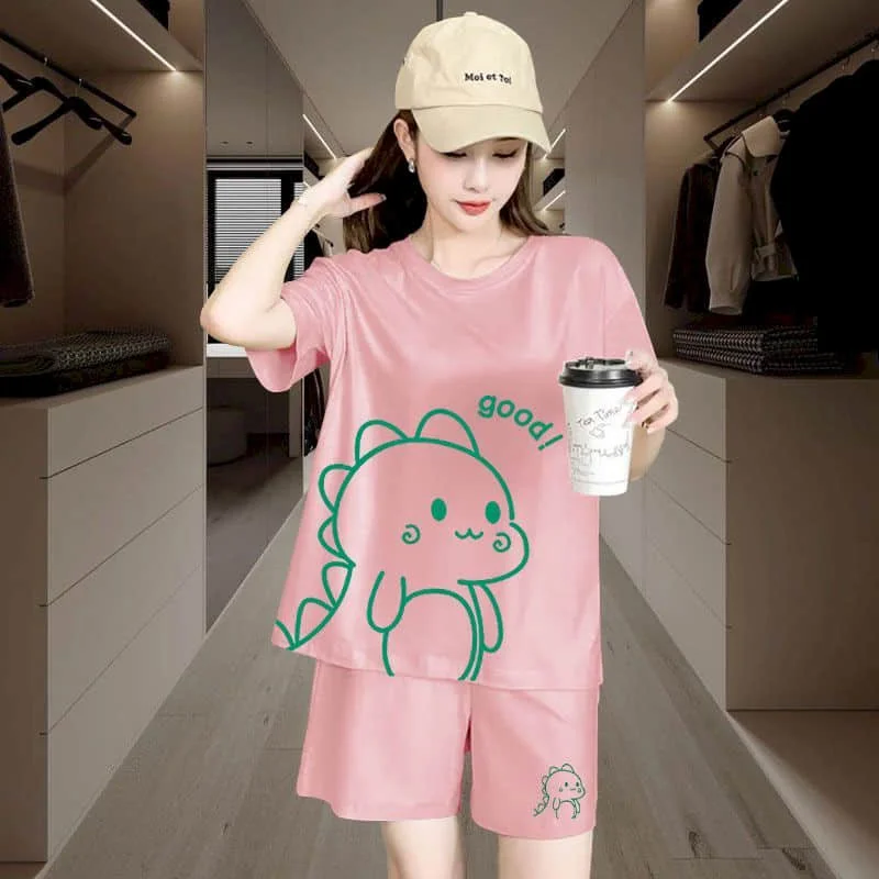 Sporty Shorts Set Loose Korean Style Casual Pants Sets Short Sleeve T-shirt 2 Piece Sets Women Outfits Summer Sportswear Suits