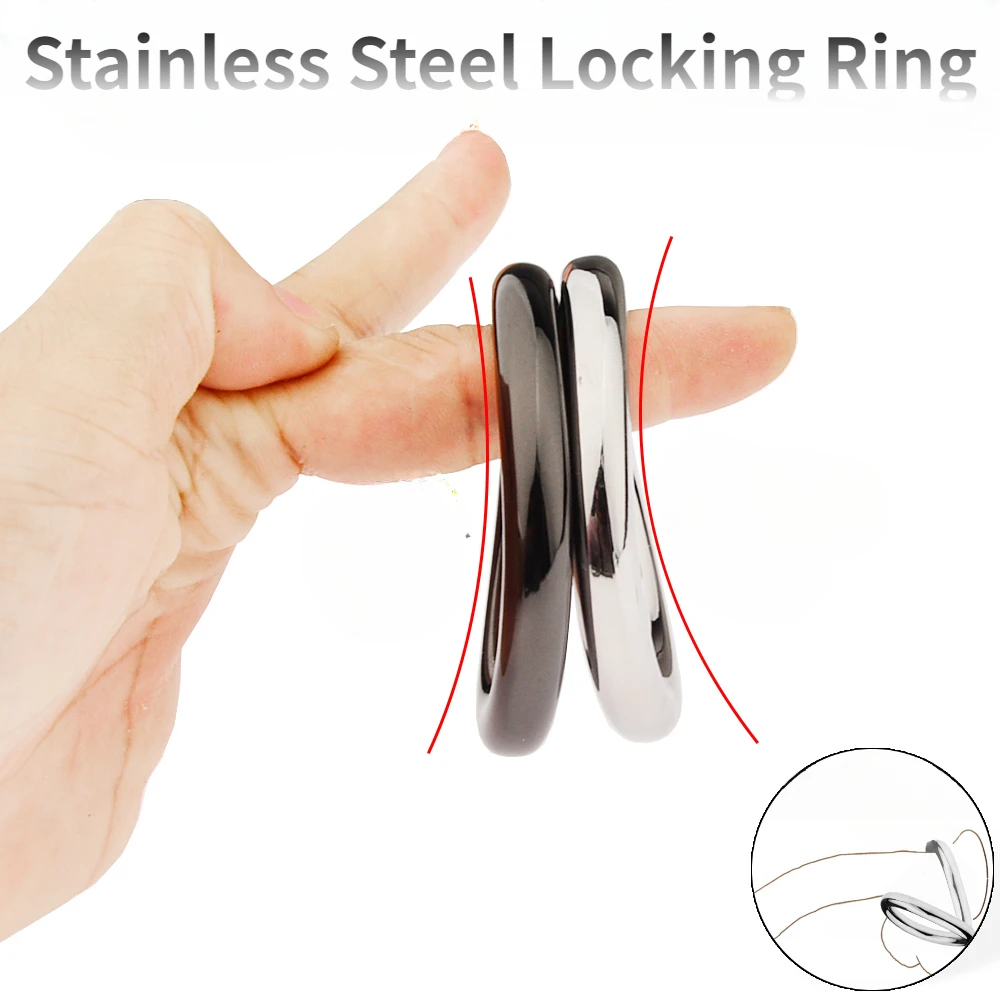 SM Stianless Steel Penis Ring 924 Curved Weight Locking Ring Penis Trainer Scrotum Ring Masturbation Adult Product for Men Gay