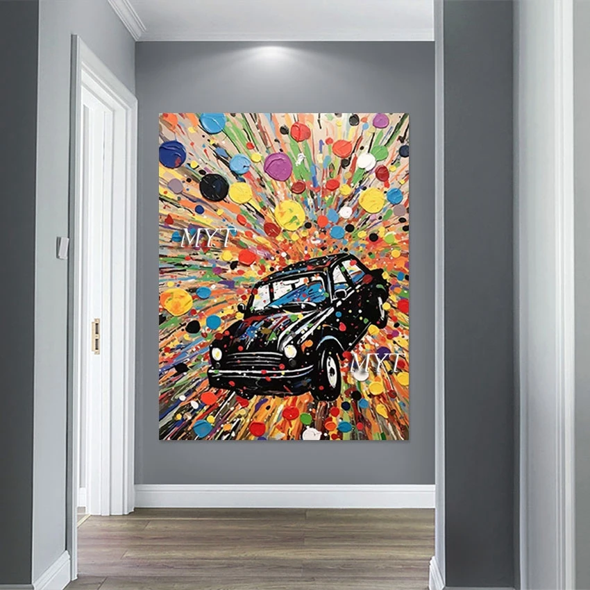 

Abstract Car Hand Drawing Textured Oil Paintings Colorful Design Acrylic Decor Canvas Art Wall Unframed Wholesale Of 3d Picture