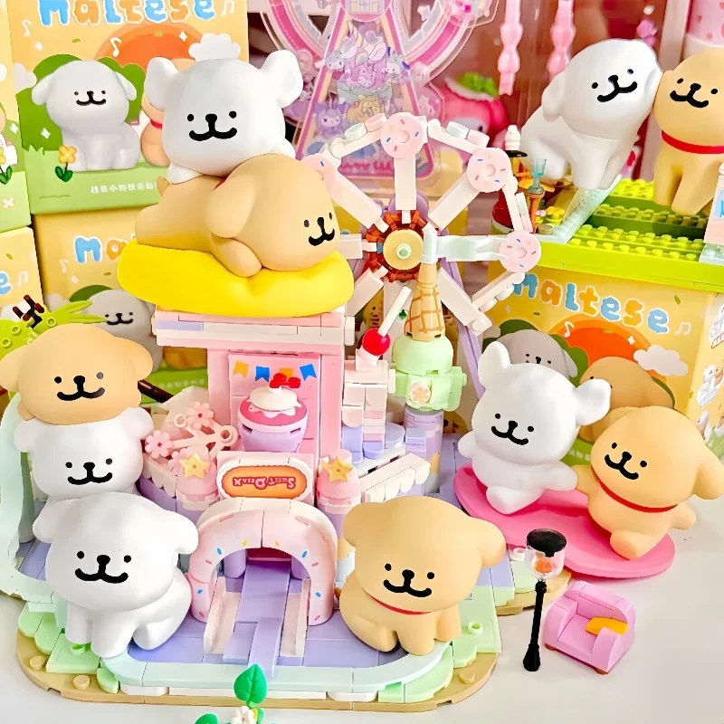 

Новая популярная оригинальная мальтийская серия Happy Snuggling, играющая в слепая коробка, милый режим куклы, украшения для рабочего стола, игрушки, коллекционные подарки