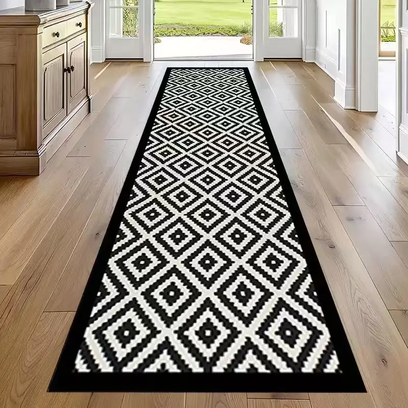 Oversized Long Rectangular Floor Mat for Hallway, Entryway and Living Room, Runner Rug for Outdoor Parties and Dining, Kitchen, Doorway and Bathroom, Non-Slip PVC Bottom, Stylish Printed Pattern
