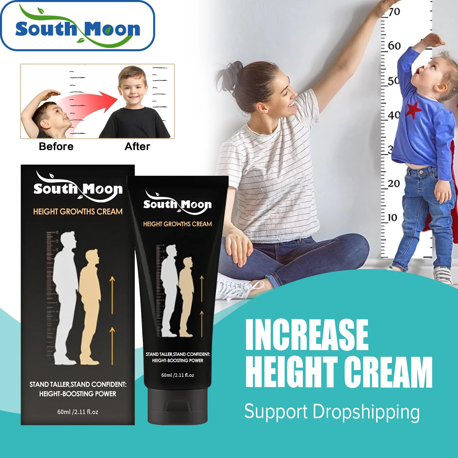 Height Increase Herbal Cream, Promover o crescimento ósseo, Joelho Joint Acupoint, Massagem Estimulação, Sooth Body Conditioning, Produtos de saúde