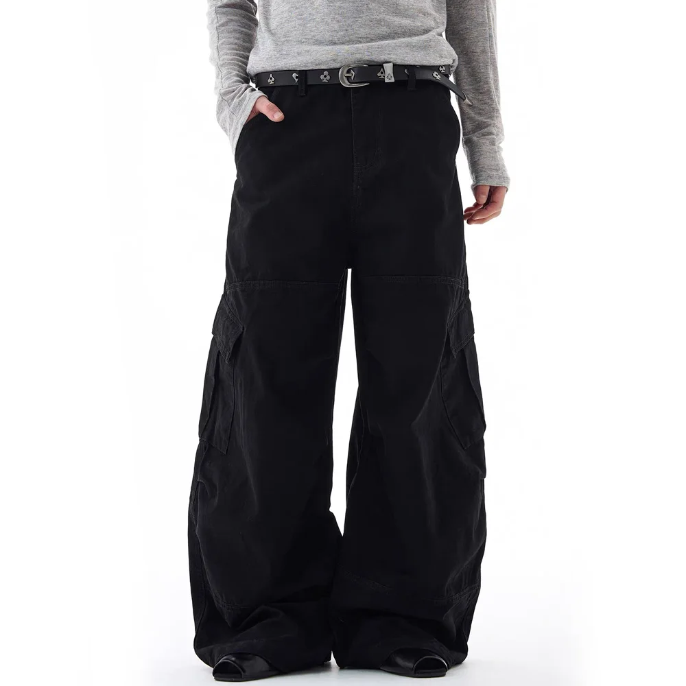 Men Women Japanese Korean Streetwear Fashion Hip Hop Loose Casual Vintage Wide Leg Cargo Baggy Pants Unisex Harem Trousers
