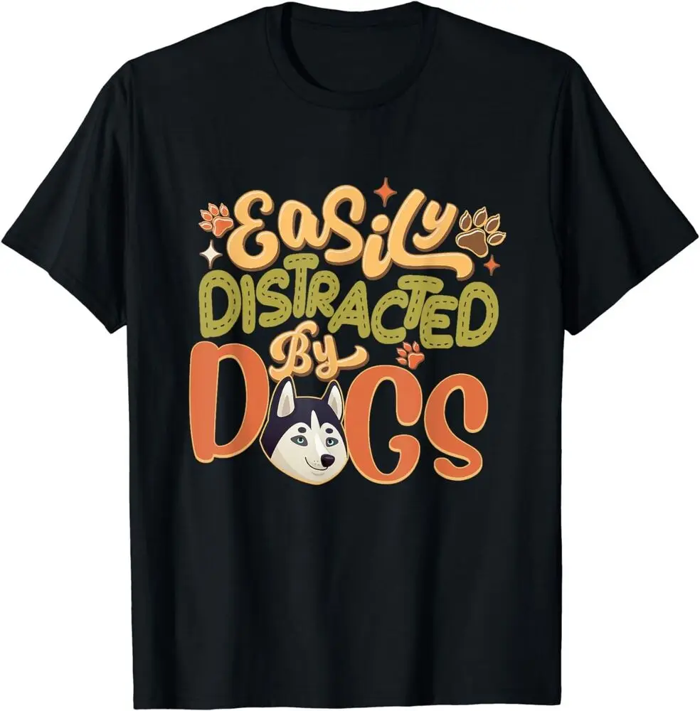 Retro Groovy Easily Distracted By Dogs Dog Love T-Shirt Anime Graphic T-shirts Y2K Tops Unisex Summer Short Sleeve