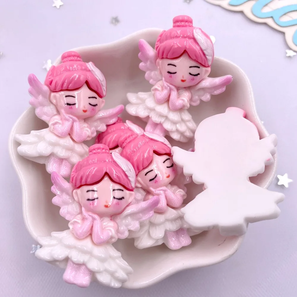 6PCS Resin Kawaii Colorful Cartoon Angel Girl Flatback Stone Home Decor Princess Fairy Figurine Scrapbook DIY Accessories Crafts