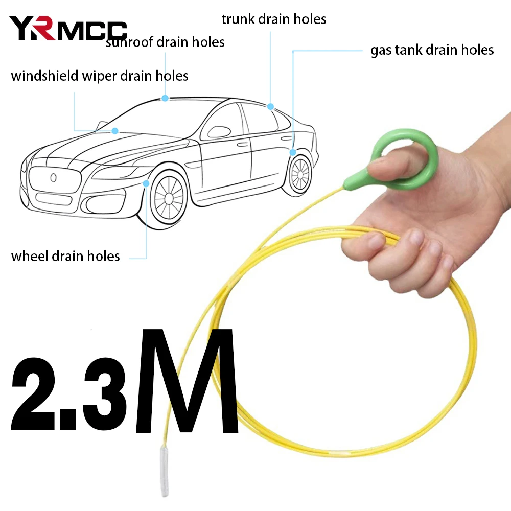 2.3M Car Sunroof Door Windshield Cleaning Brush Auto Blocked Drain Hole Drain Clean Pipe Cleaning Brush for Automobile Tools