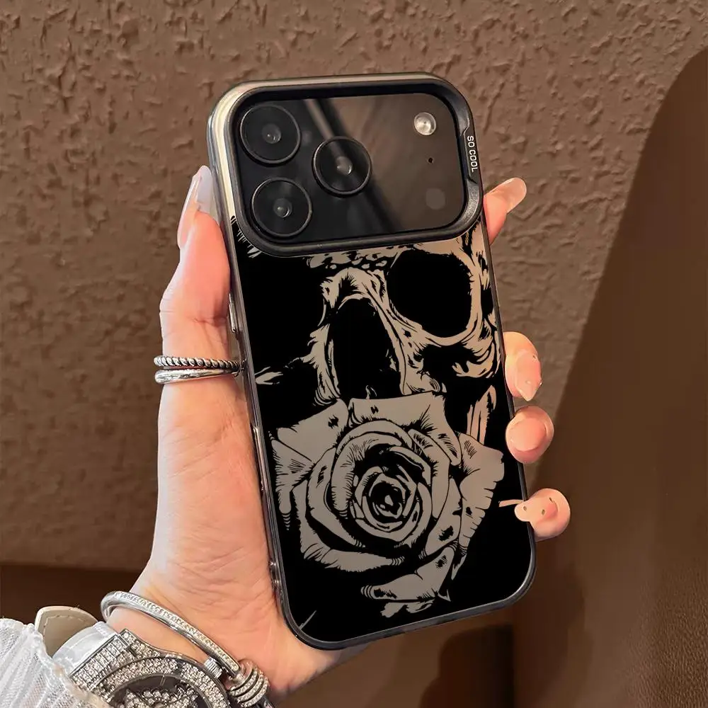 

Cool Skull Phone Case For iPhone 17 16 15 14 13 12 11 Pro Max Air Matte Laser Aurora Shockproof Funda